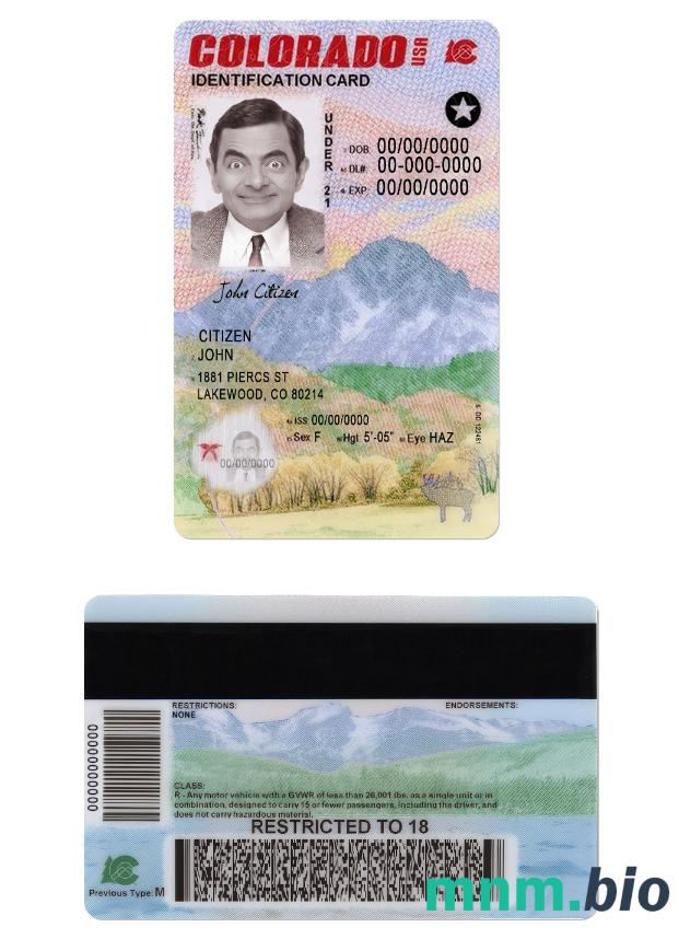 Karta identyfikacyjna stanu Kolorado (USA) poniżej 21 lat